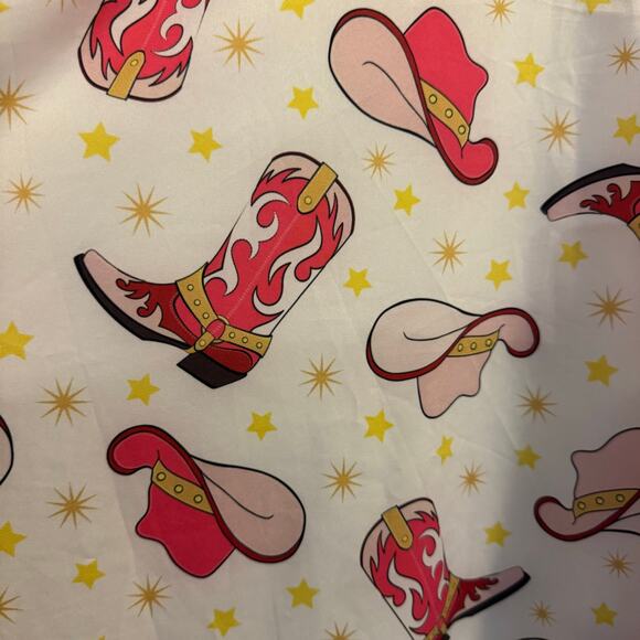 Vintage Nylon Apparel Shirt Womens Medium White/Pink Western Boot Button Up 90s - Picture 4 of 8